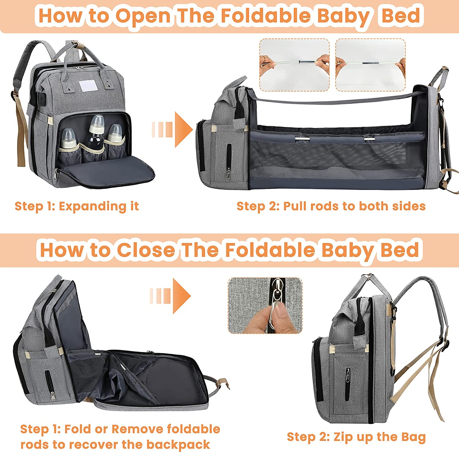 BabyNappy™ Sacs à langer Portatif. Berceau de voyage. - myshopbaby-mom.com